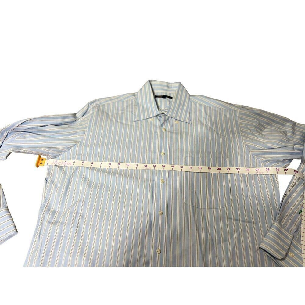 vintage 90s Tommy Hilfiger  Button Down Collard Blue Striped Polo SZ L  34/35 - Picture 4 of 6